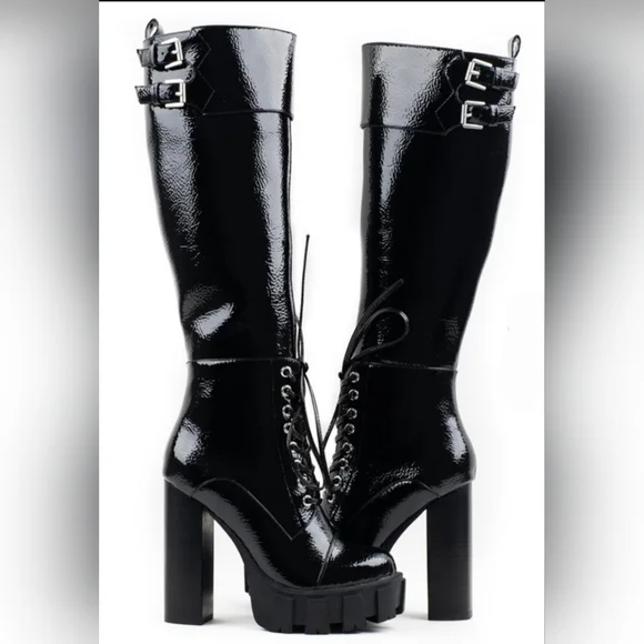 Jeffrey Campbell Mythic Patent Knee High Boots - Picture 2 of 8